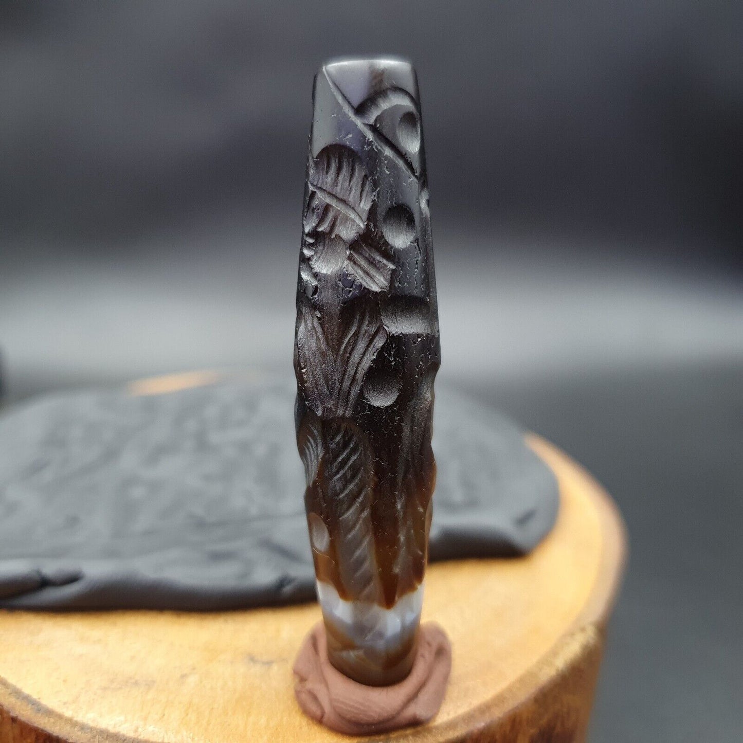 訓練馬古董古代印度西藏雕刻瑪瑙珠護身符