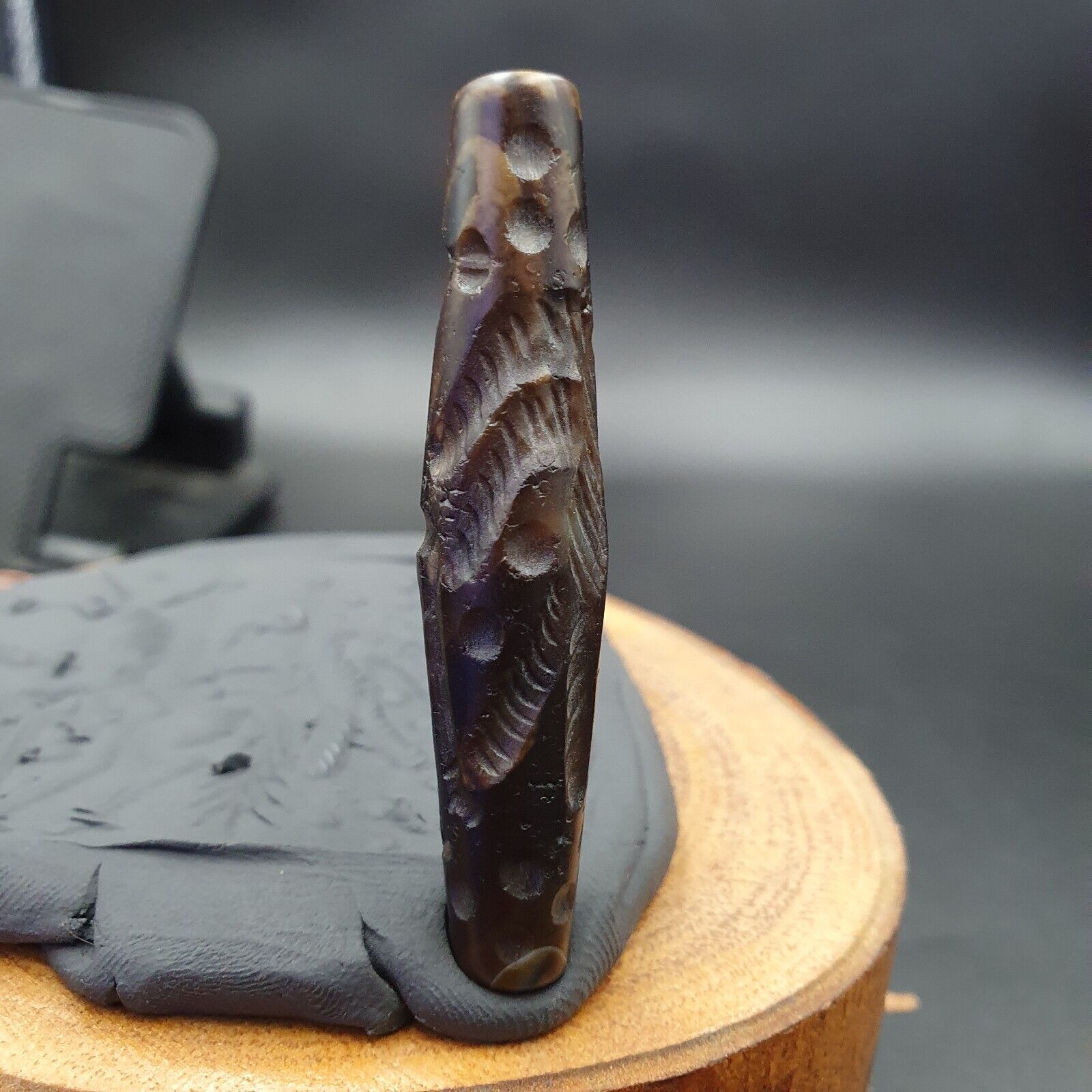 Mystic Horse and Bird Antique Ancient Indo Tibetan Carving Agate Bead Amulet