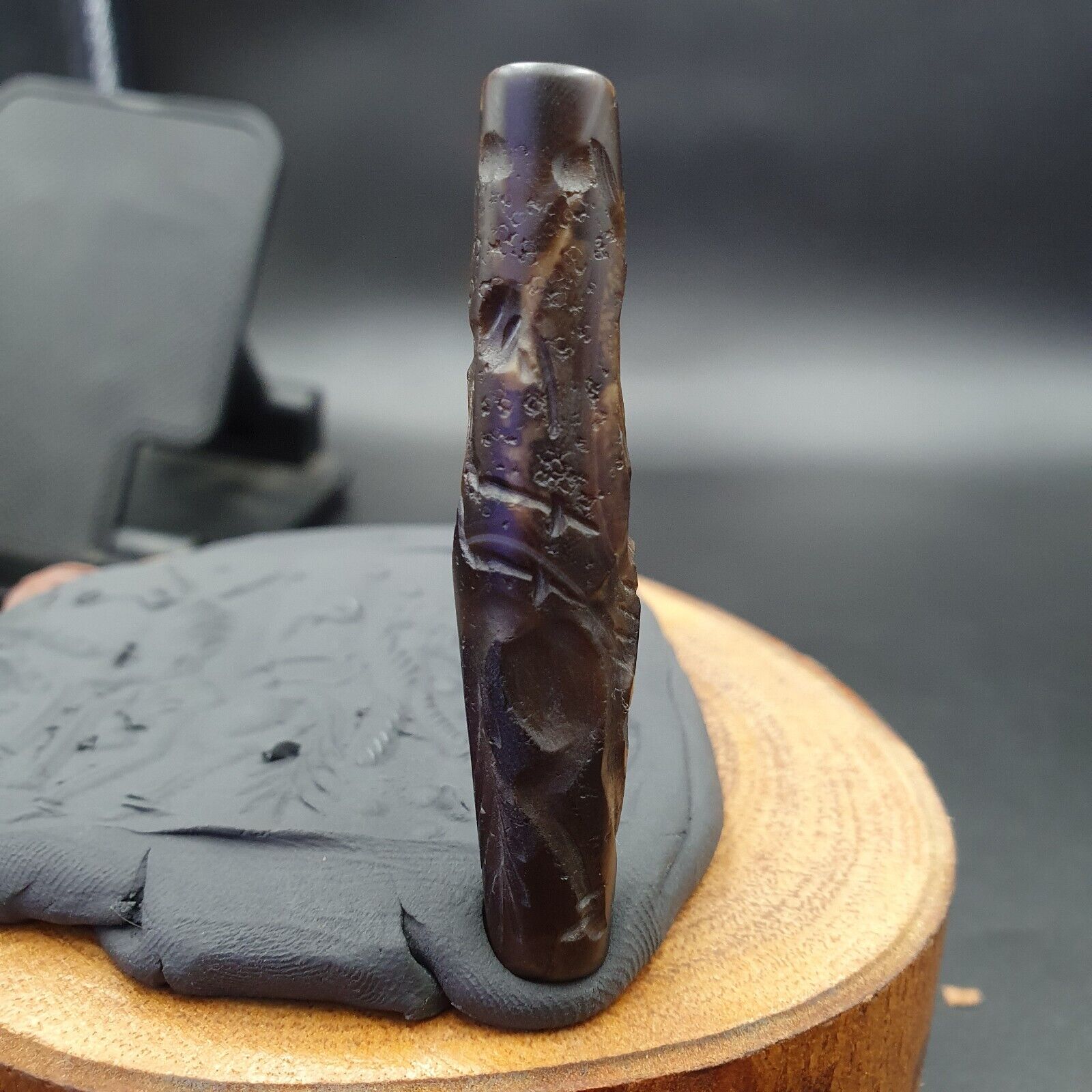 Mystic Horse and Bird Antique Ancient Indo Tibetan Carving Agate Bead Amulet