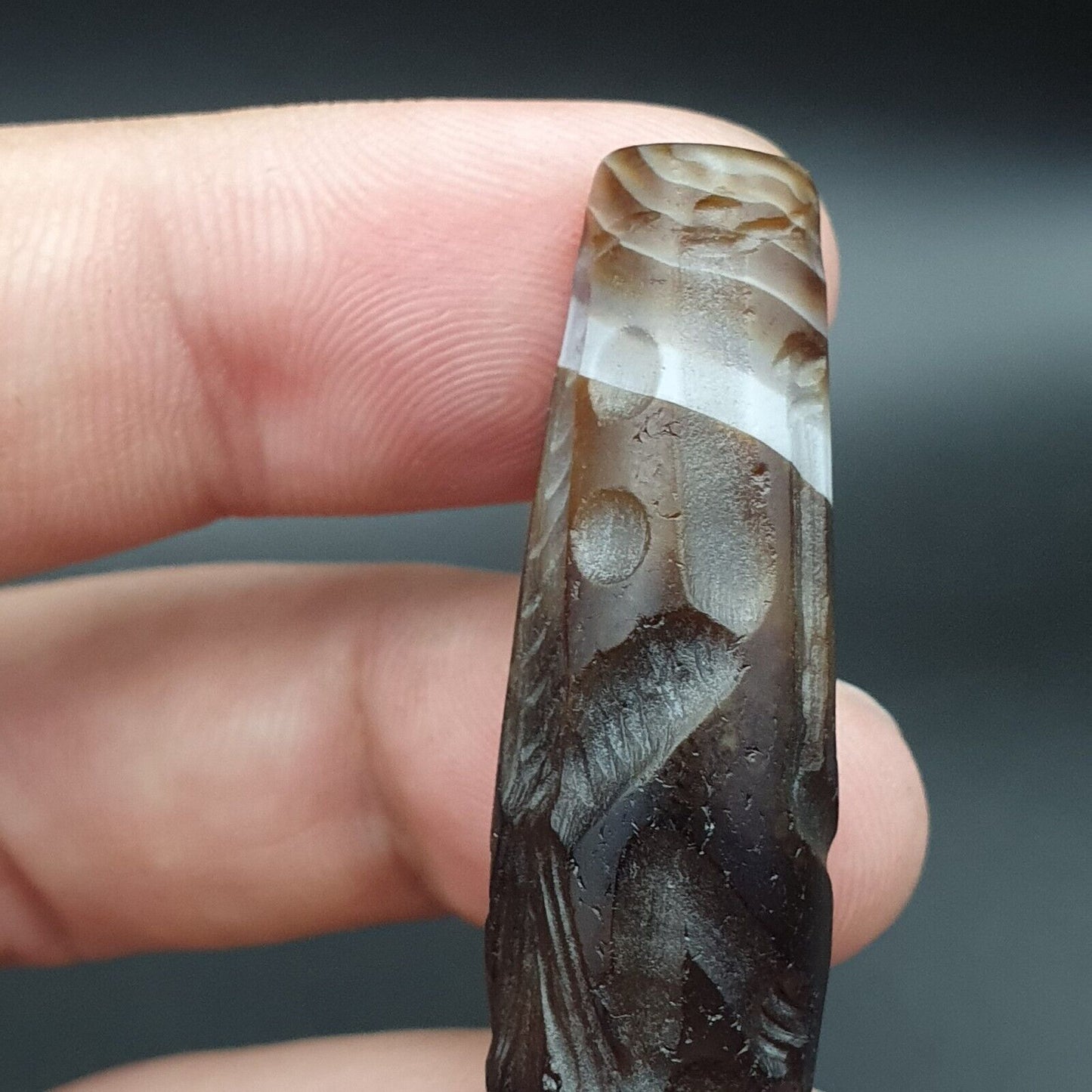 訓練馬古董古代印度西藏雕刻瑪瑙珠護身符