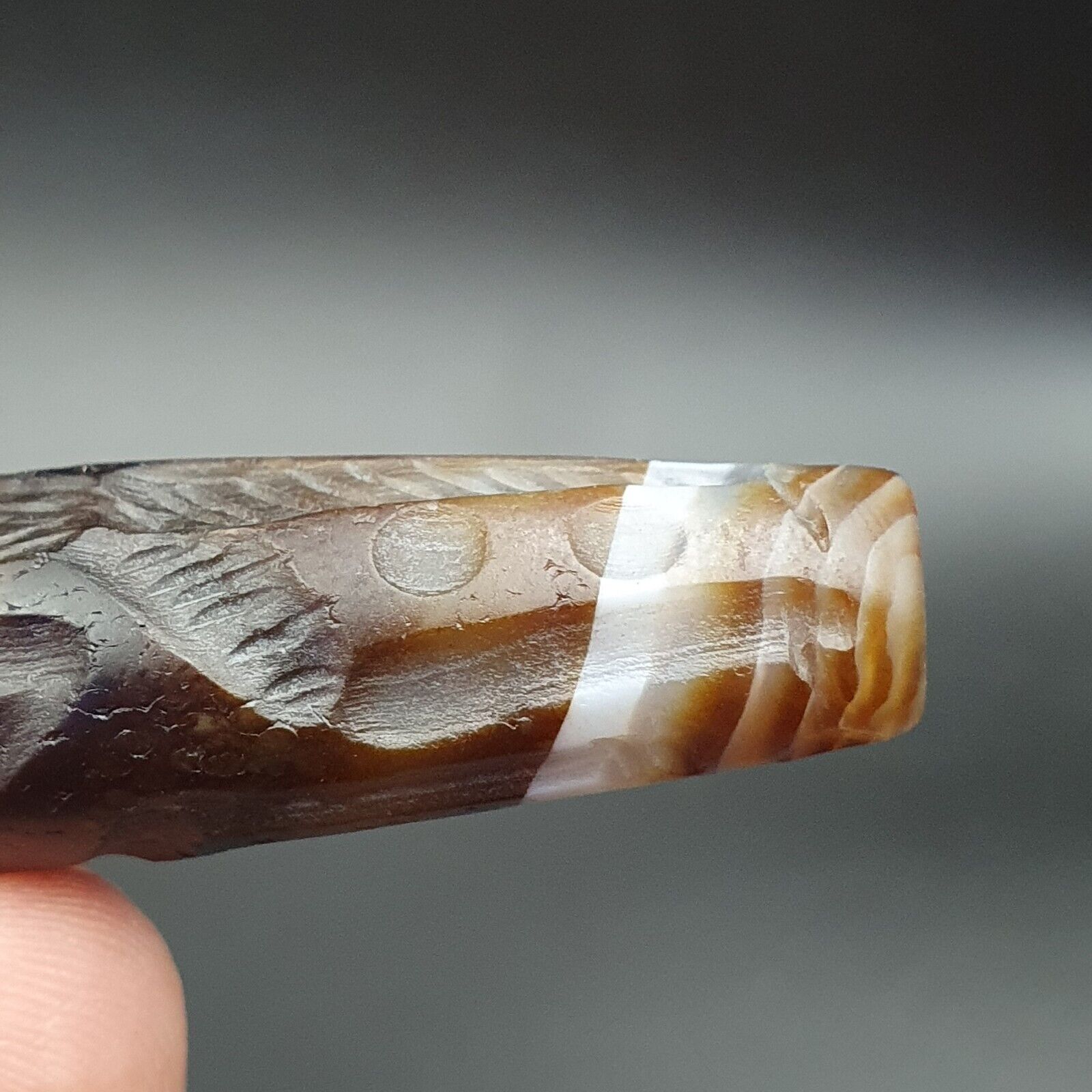 Training Horse Antique Ancient Indo Tibetan Carving Agate Bead Amulet