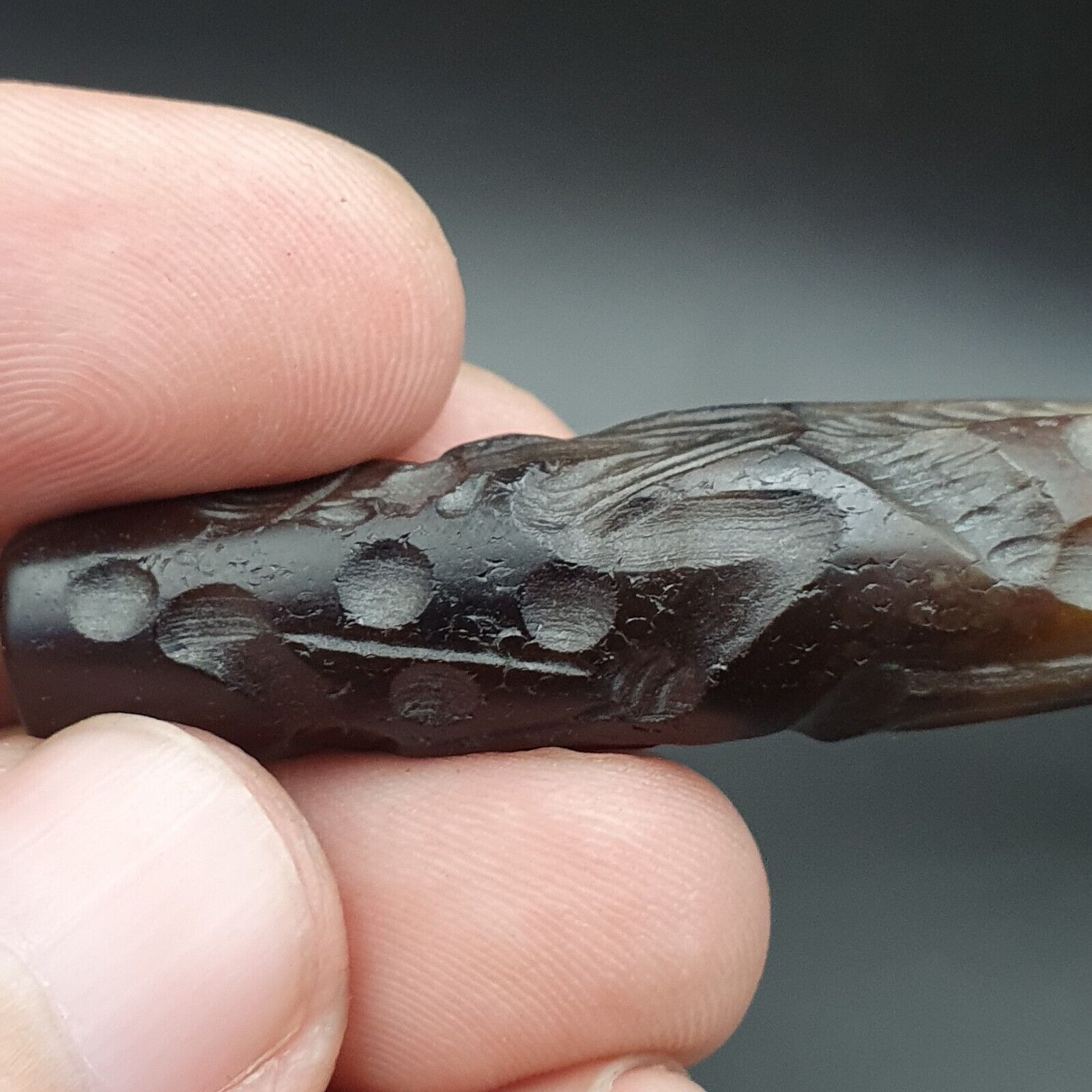 Training Horse Antique Ancient Indo Tibetan Carving Agate Bead Amulet