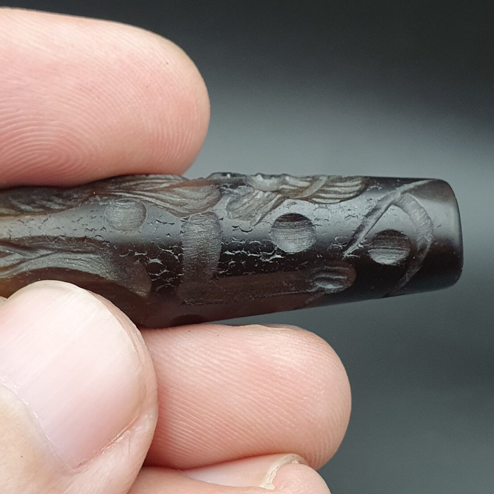 Training Horse Antique Ancient Indo Tibetan Carving Agate Bead Amulet