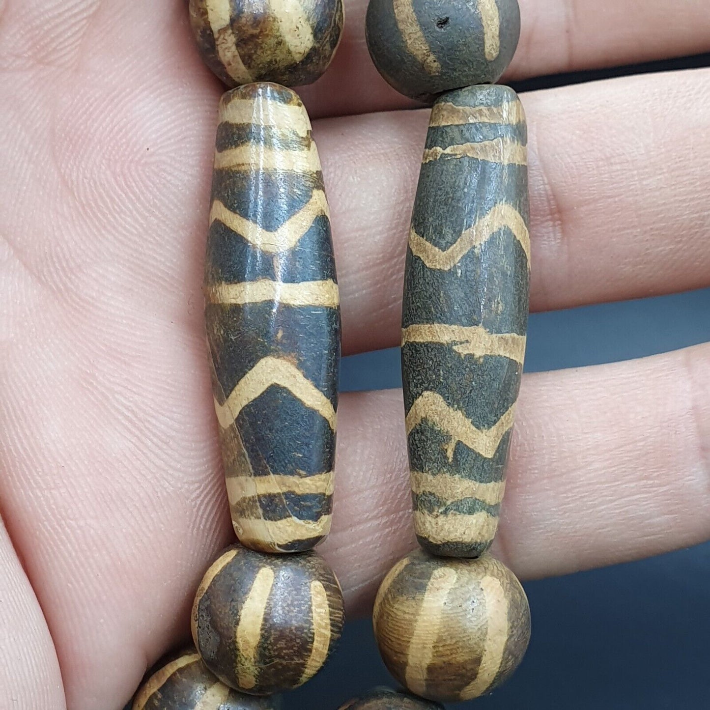 南亞緬甸老 Pumtek pyu 珠石化木石珠項鍊 PK-o2 