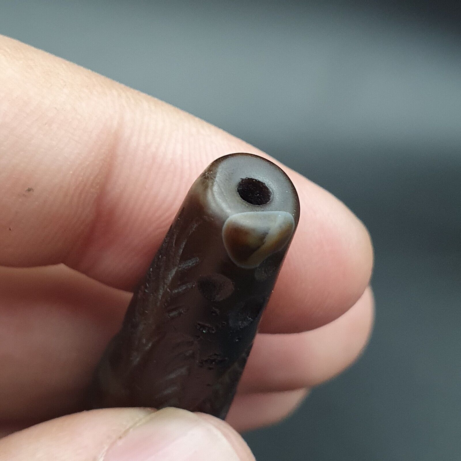 Mystic Horse and Bird Antique Ancient Indo Tibetan Carving Agate Bead Amulet