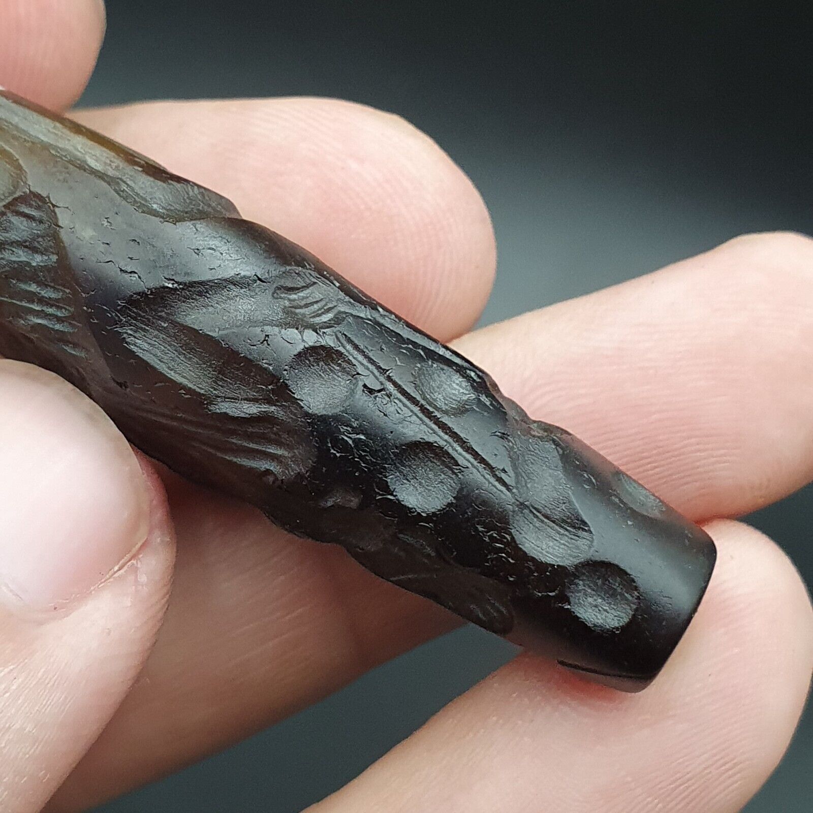 Training Horse Antique Ancient Indo Tibetan Carving Agate Bead Amulet