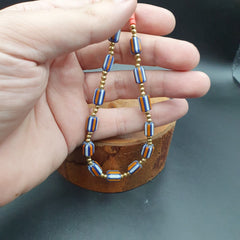 Chevron Glass Beads tiny Red glass beads Necklace