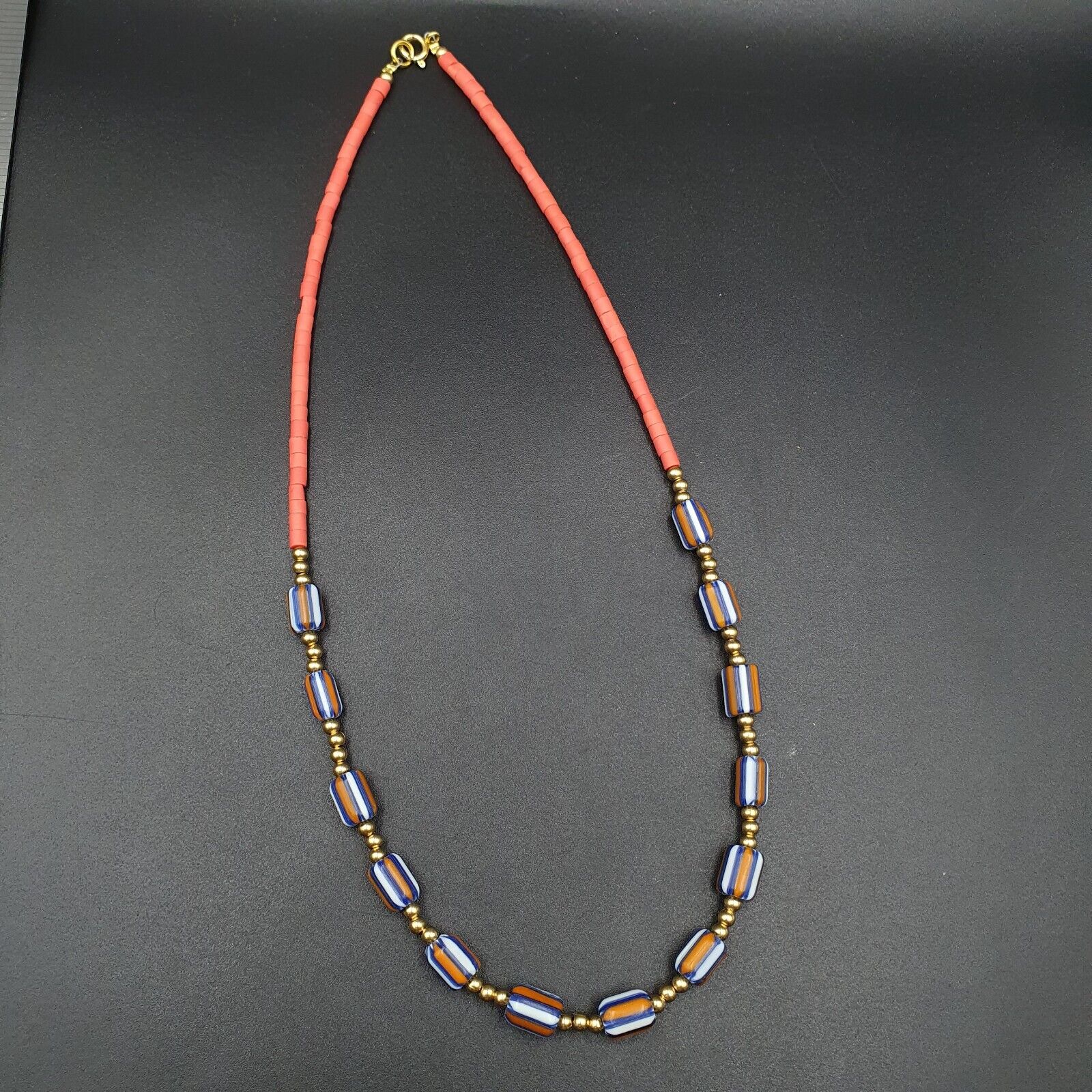 Chevron Glass Beads tiny Red glass beads Necklace