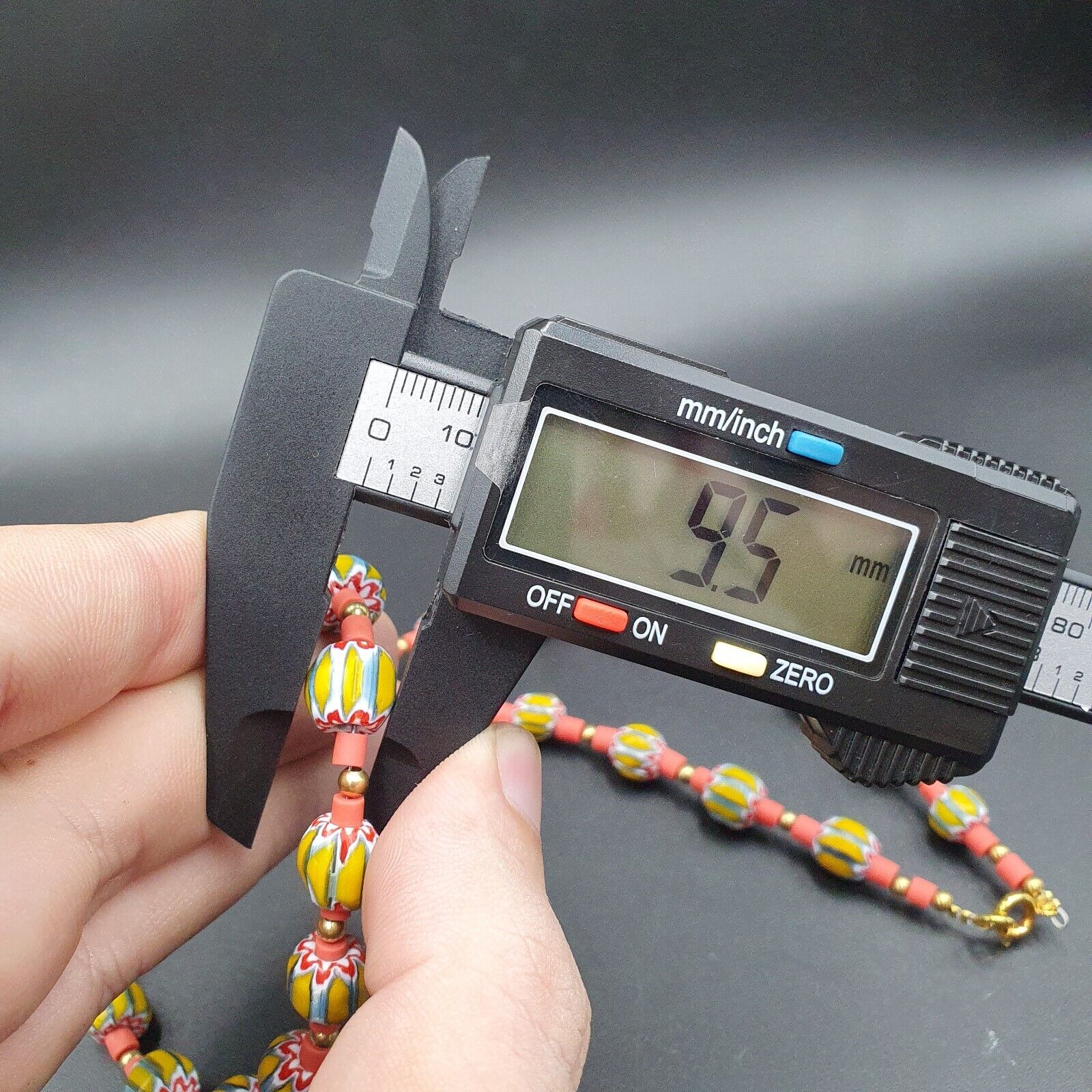 Venetian Style Trade beads yellow Chevron Glass Beads Necklace