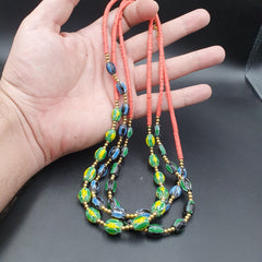 Stunning watermelon Chevrons Venetian Style Beads 3 Necklaces