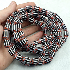 Vintage Black/white Chevron Beads Venetian Inspired 15mmx10mm Beads Long Strand