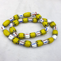 BEAUTIFUL OLD AFRICAN Yellow Blue GLASS Vinatge BEADS 17-14MM