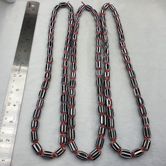 Vintage Black/white Chevron Beads Venetian Inspired 15mmx10mm Beads Long Strand