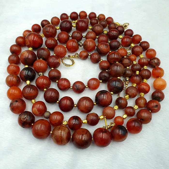 581 Grams Old Ancient Indo Tibetan Carnelian Agate Beads Lot 3 Necklaces