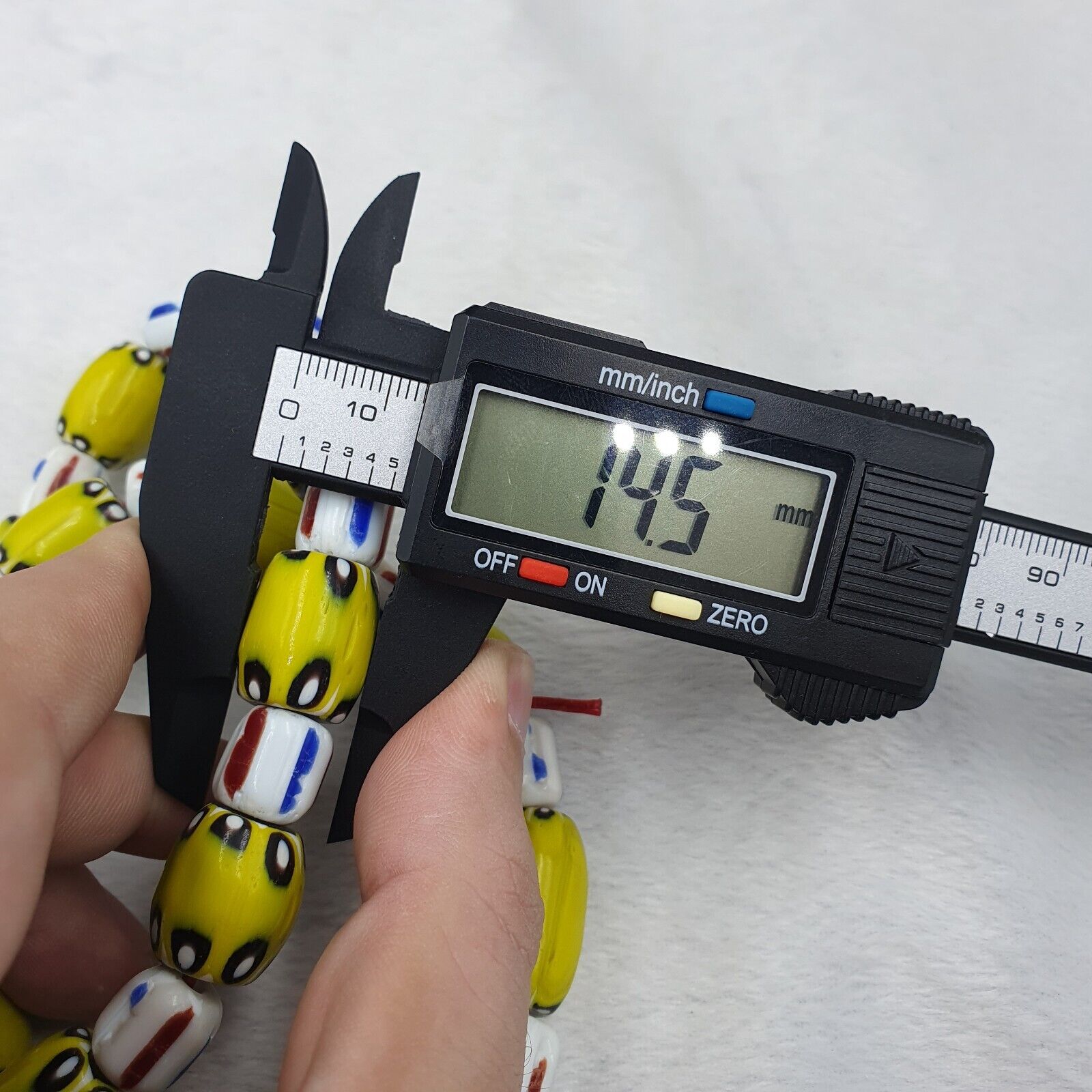 BEAUTIFUL OLD AFRICAN Yellow Blue GLASS Vinatge BEADS 17-14MM