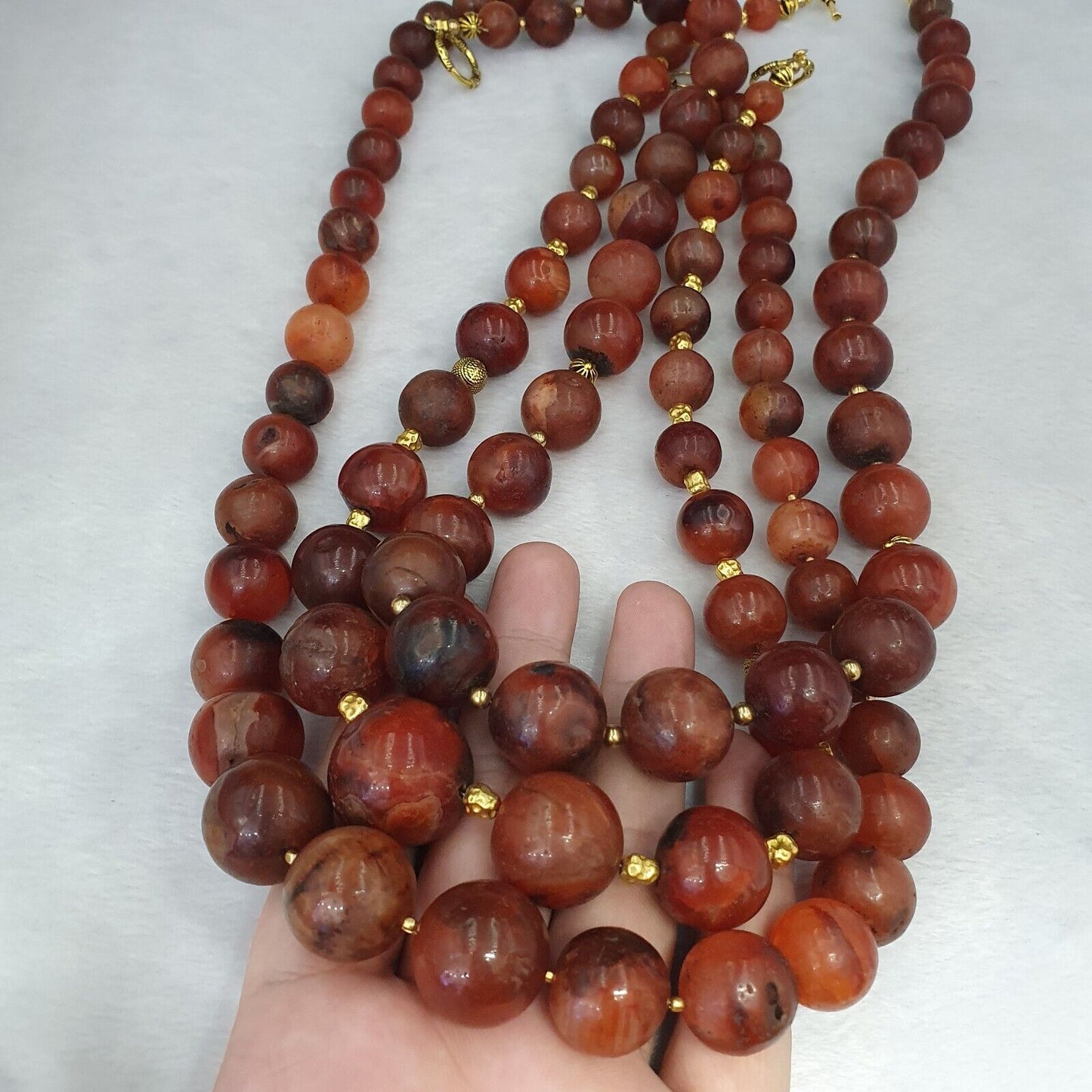 581 Gramm alte antike indotibetische Karneol-Achat-Perlen, Los 3 Halsketten