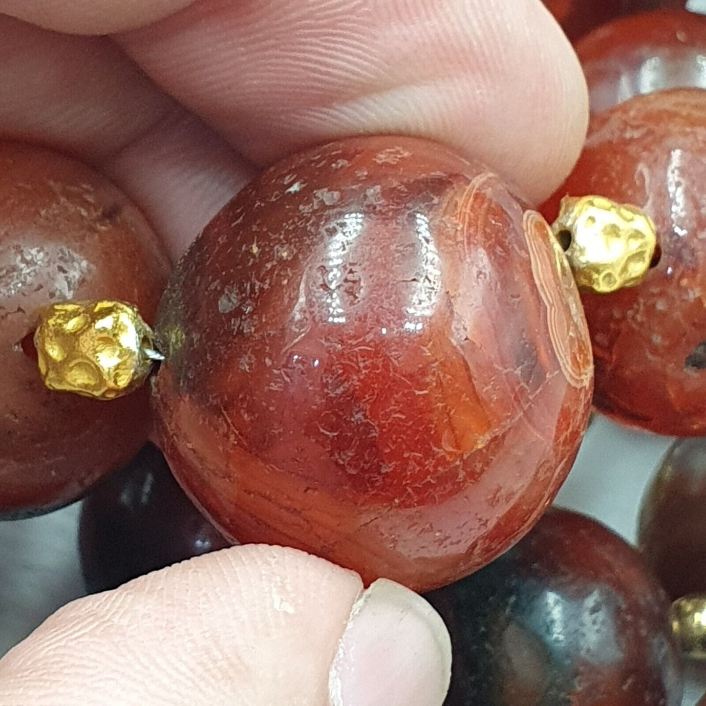 581 Gramm alte antike indotibetische Karneol-Achat-Perlen, Los 3 Halsketten