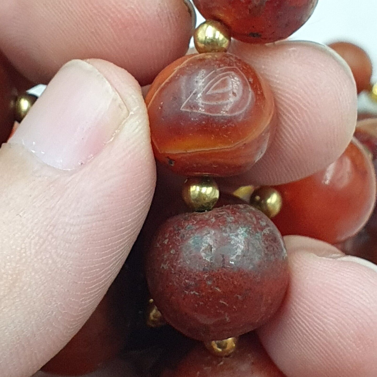 581 Gramm alte antike indotibetische Karneol-Achat-Perlen, Los 3 Halsketten