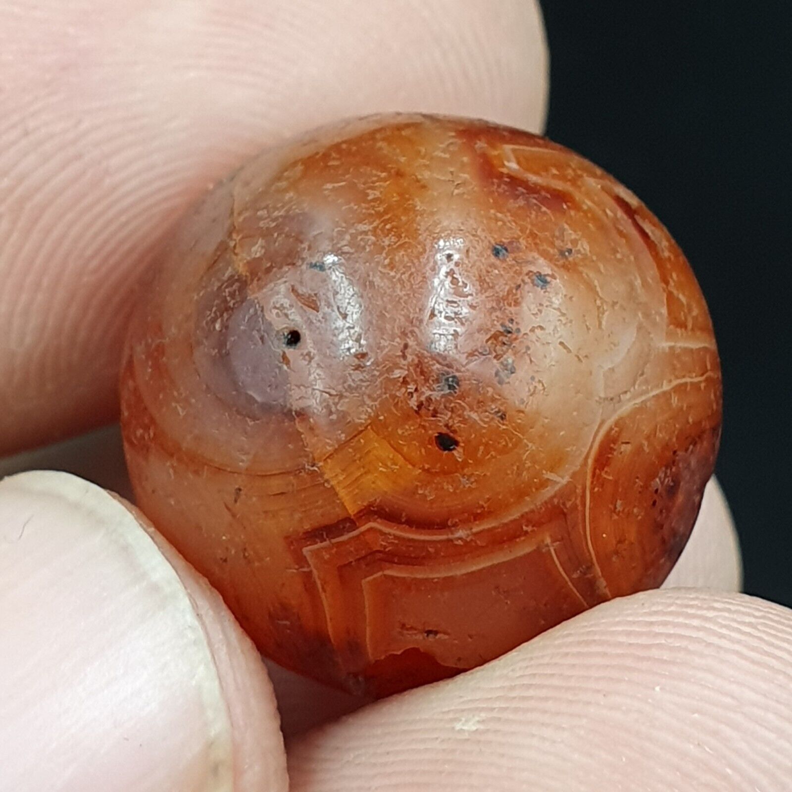 2 Old Ancient Indo Tibetan Carnelian Agate Beads lot 2 Beads