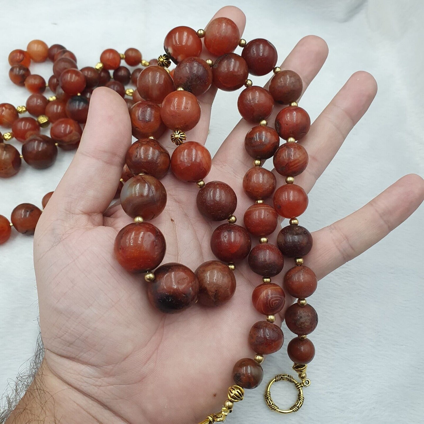 581 Gramm alte antike indotibetische Karneol-Achat-Perlen, Los 3 Halsketten