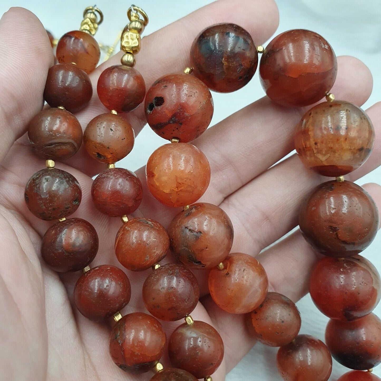 581 Gramm alte antike indotibetische Karneol-Achat-Perlen, Los 3 Halsketten