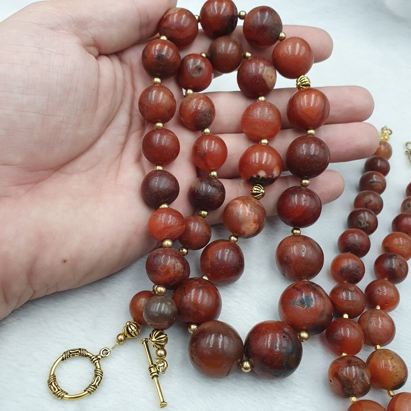 581 Gramm alte antike indotibetische Karneol-Achat-Perlen, Los 3 Halsketten
