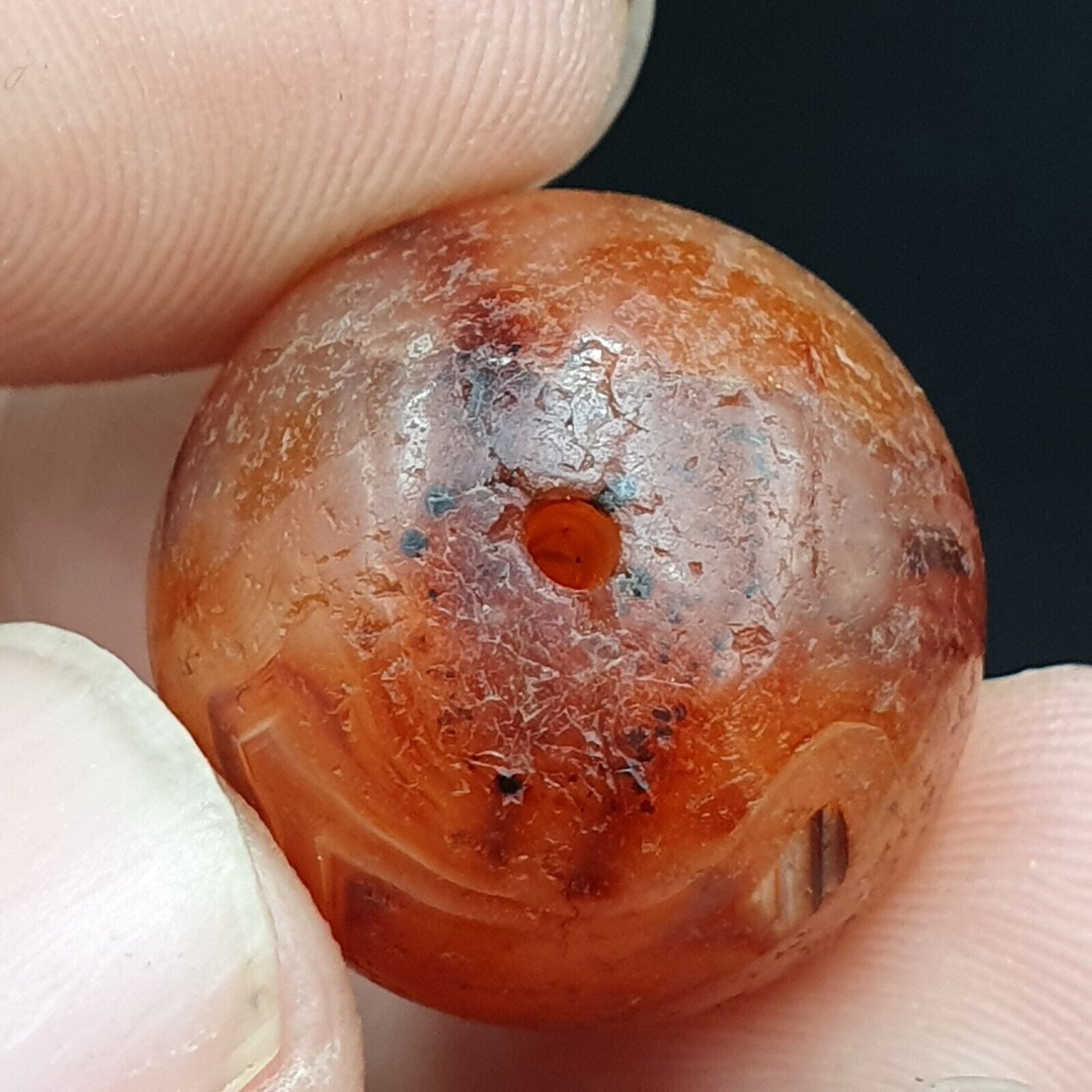 2 Old Ancient Indo Tibetan Carnelian Agate Beads lot 2 Beads