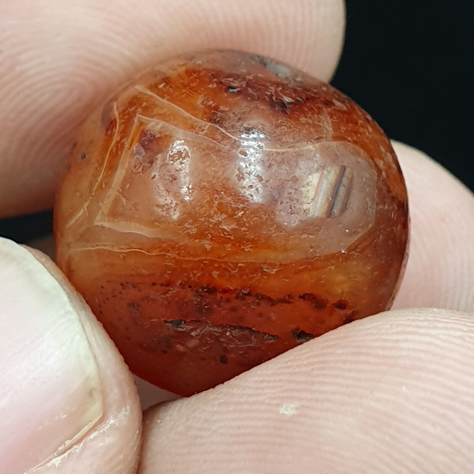 2 Old Ancient Indo Tibetan Carnelian Agate Beads lot 2 Beads