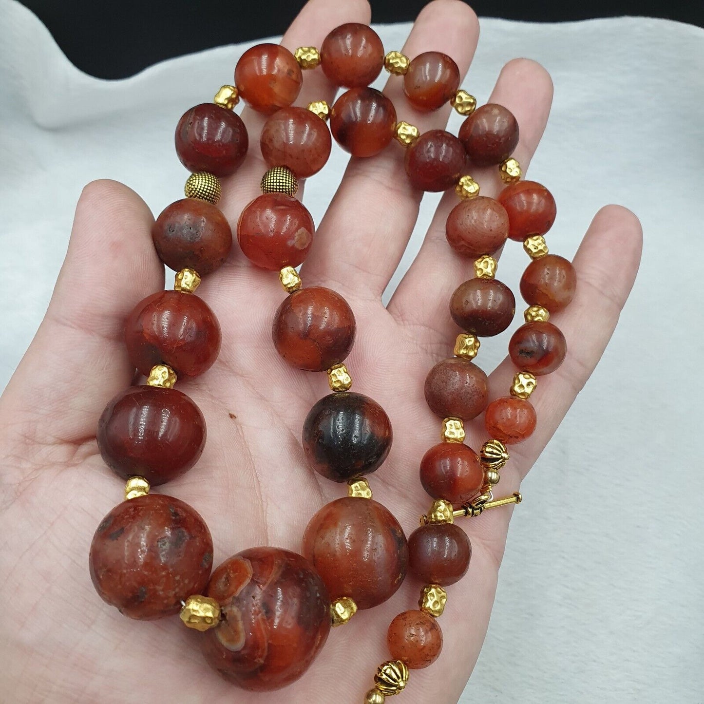 581 Gramm alte antike indotibetische Karneol-Achat-Perlen, Los 3 Halsketten