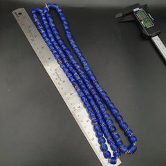 Vintage BLUE Chevron Beads Venetian Inspired 10mmx9.5mm Beads Long Strand