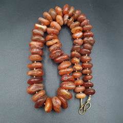 Old Antique Indo Tibetan Carnelian Disc Agate Beads Raw Shape Necklace 227 grams