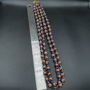 East Oasis Vintage Aventurine Millefiori Black Feather Glass Bead Necklace 10mm 24 Inch