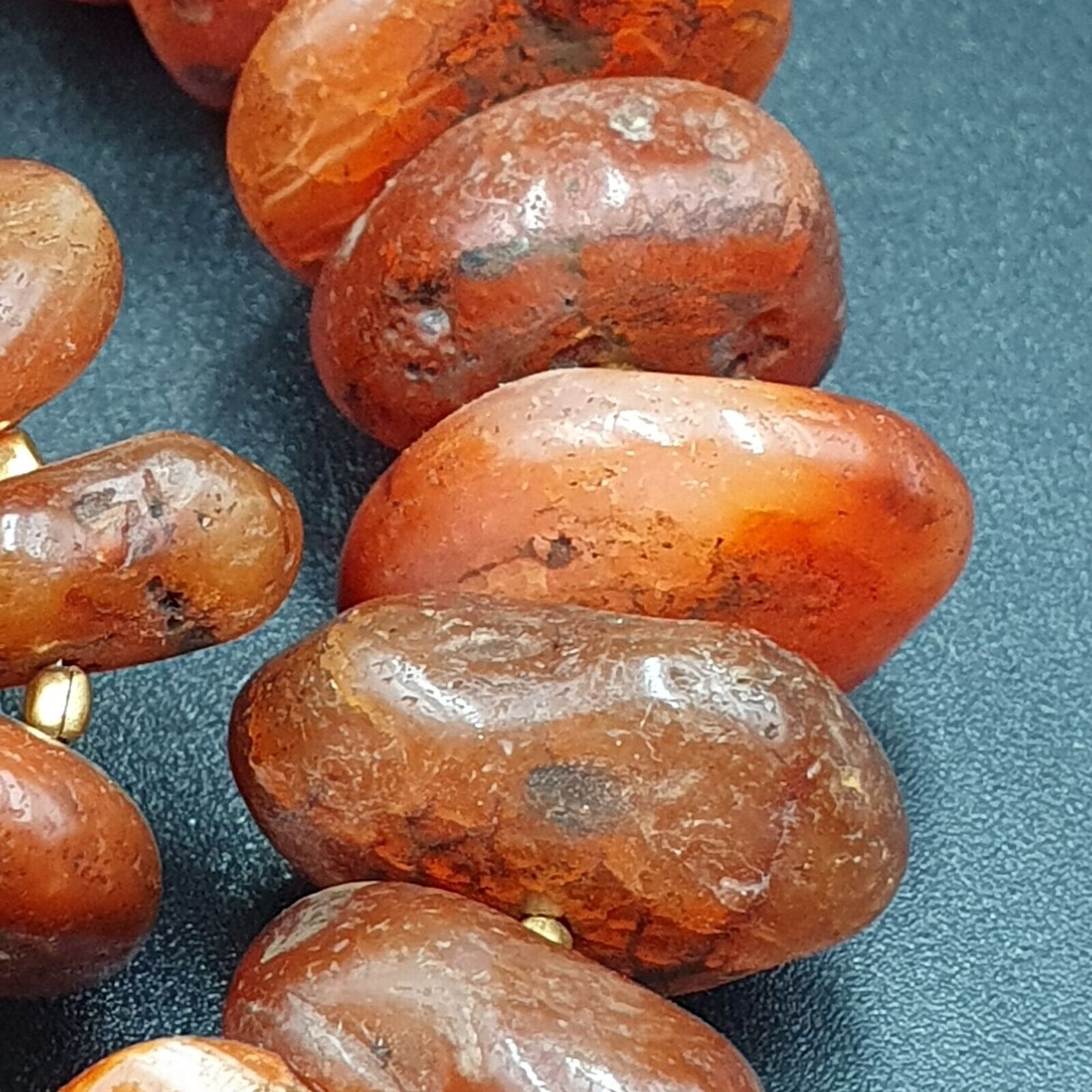 Old Antique Indo Tibetan Carnelian Disc Agate Beads Raw Shape Necklace 227 grams