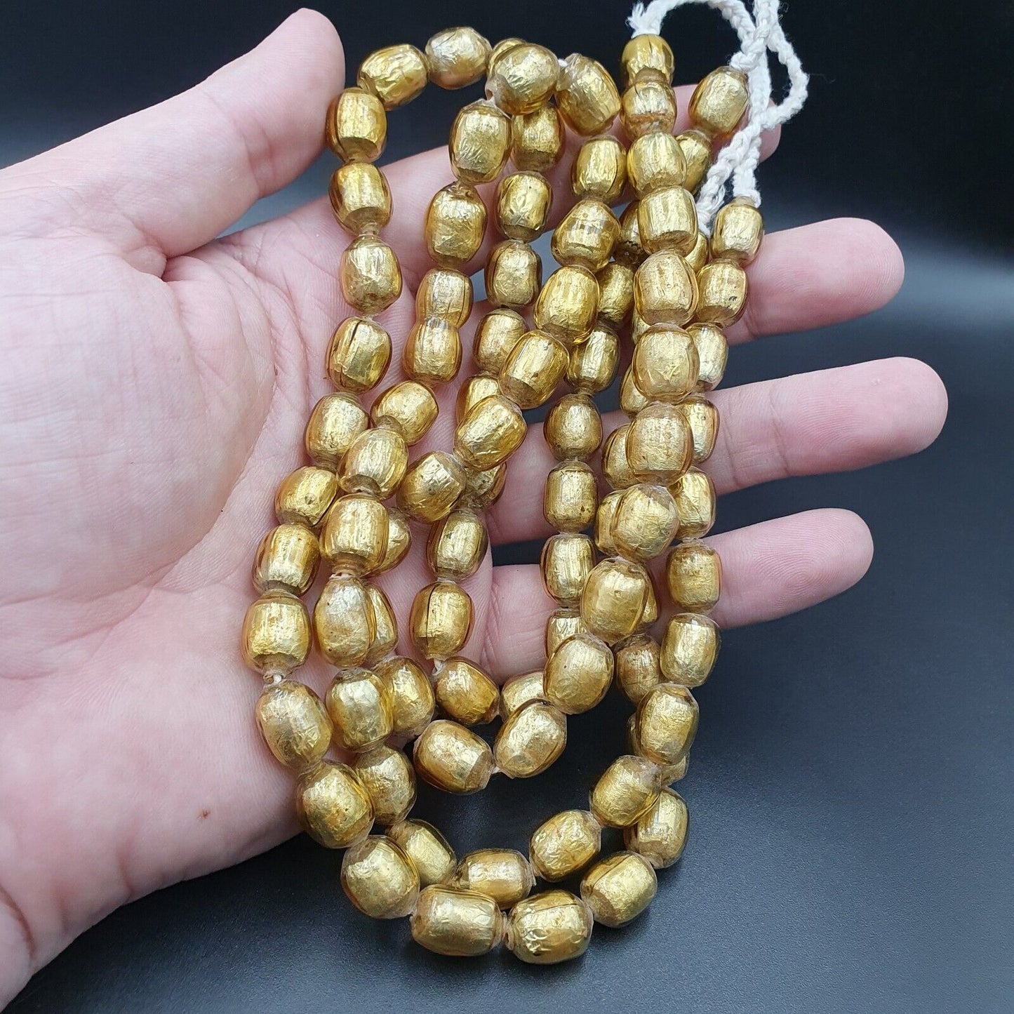 VINTAGE Einzigartige Halskette mit Blattgold im Inneren aus GLASPERLEN