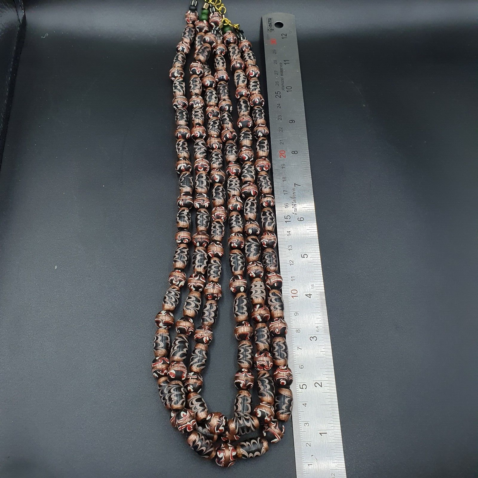 VINTAGE Venerano ART Fancy Beads 17x11MM Aventurine GLASS BEADS Necklace