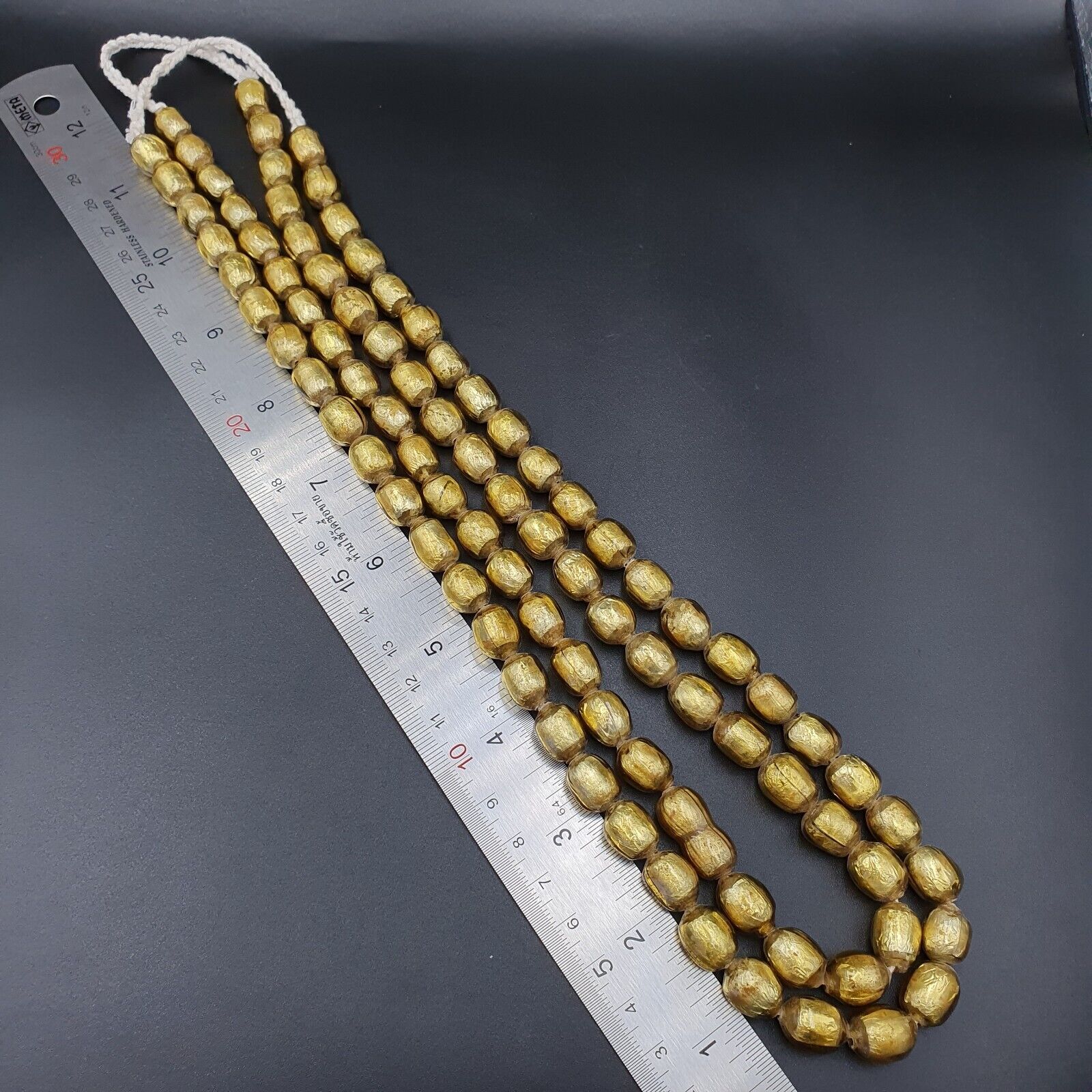 VINTAGE Unique Gold Leaf Inside GLASS BEADS Necklace