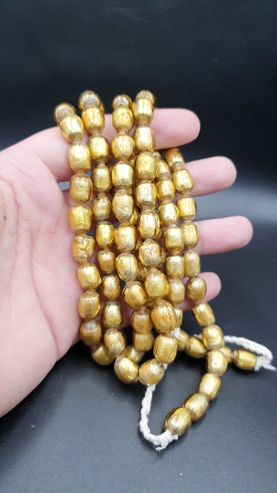VINTAGE Unique Gold Leaf Inside GLASS BEADS Necklace