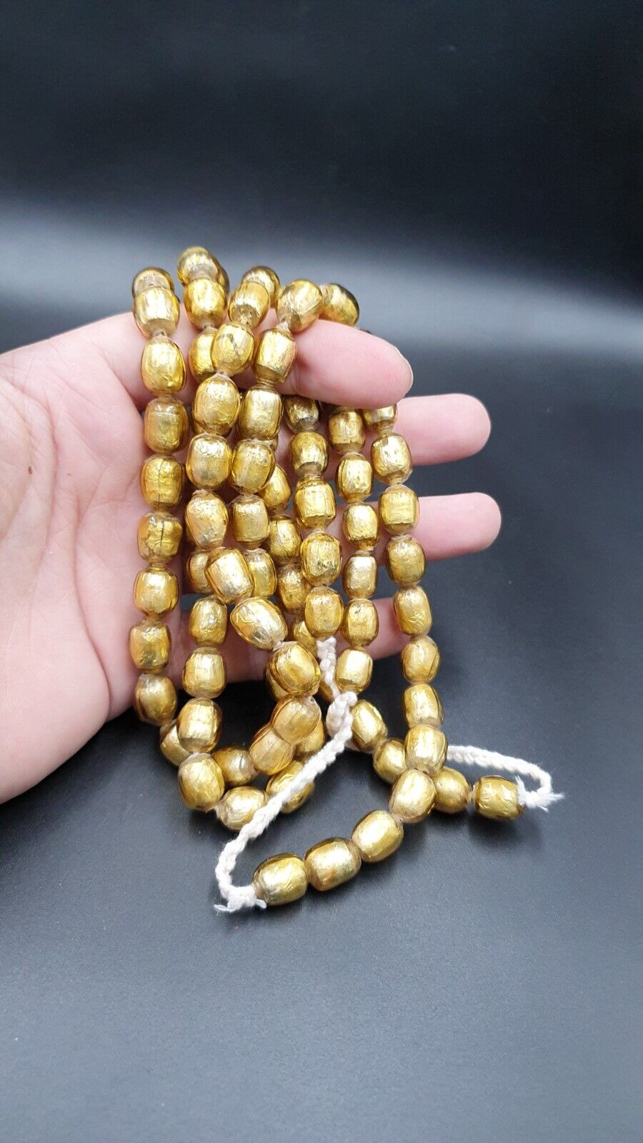 VINTAGE Unique Gold Leaf Inside GLASS BEADS Necklace