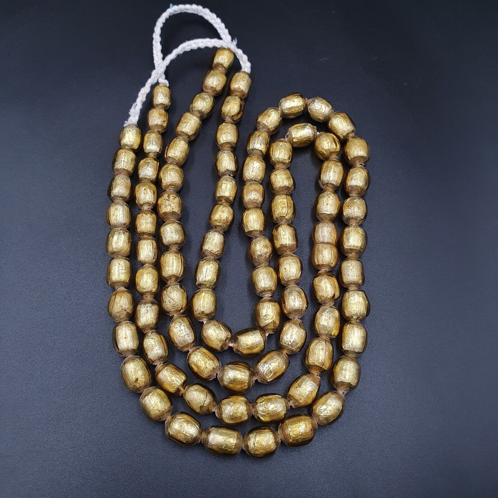 VINTAGE Unique Gold Leaf Inside GLASS BEADS Necklace