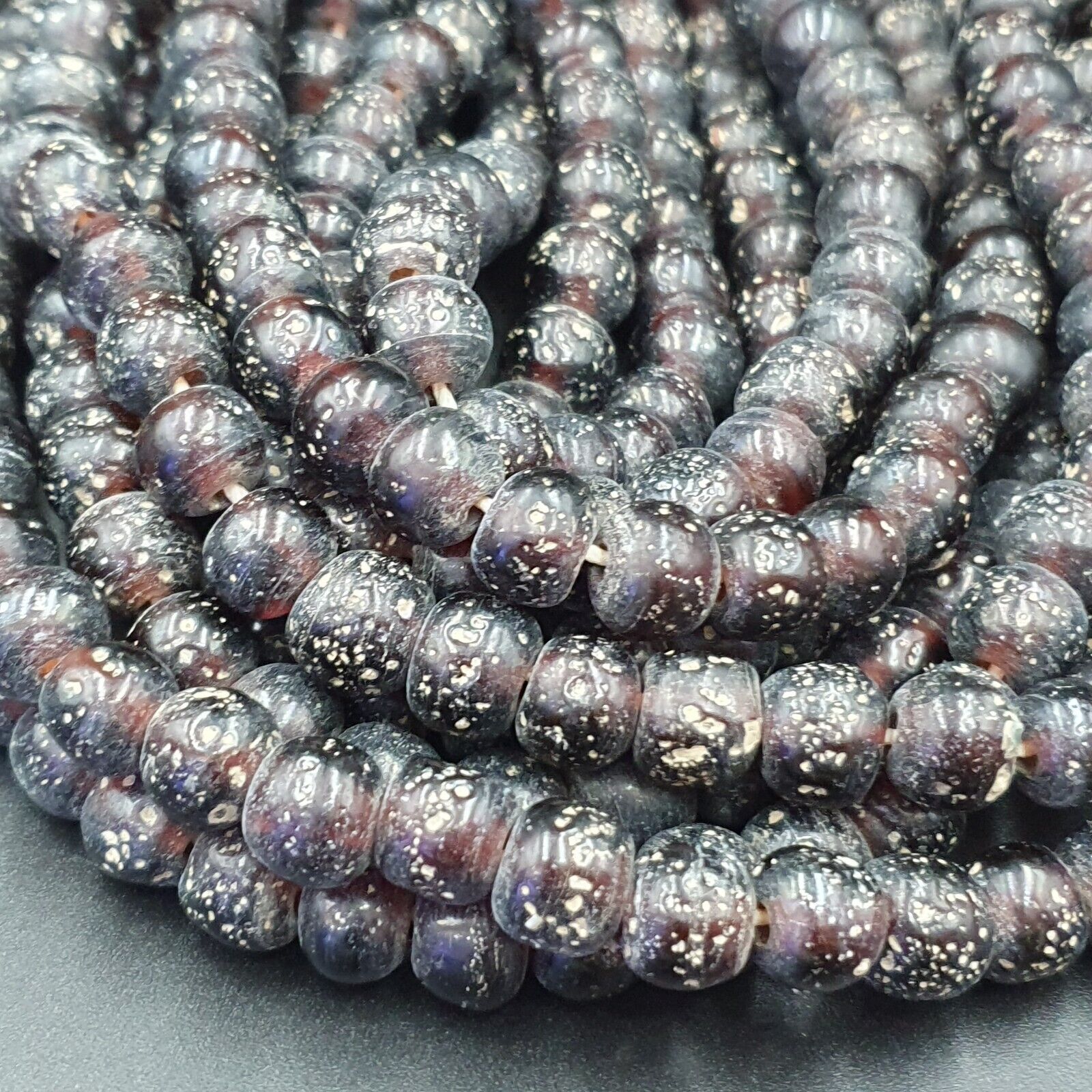 BEAUTIFUL OLD Garnet Red GLASS Vintage BEADs 24" Strand 10mm