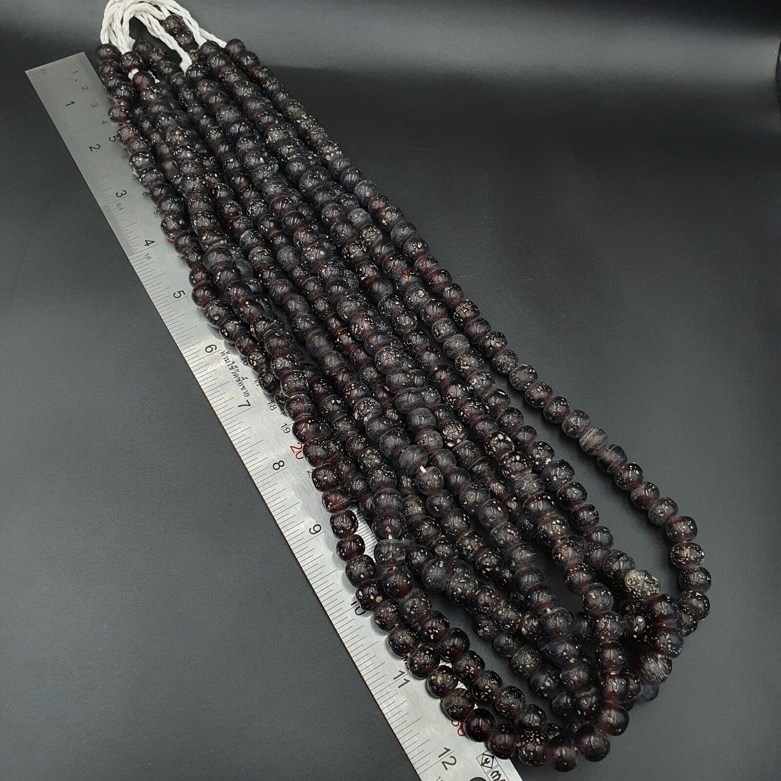 BEAUTIFUL OLD Garnet Red GLASS Vintage BEADs 24" Strand 10mm