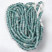 East Oasis Antique African Style Greenish Blue Glass Trade Beads 9-9.5mm 24 Inch Strand