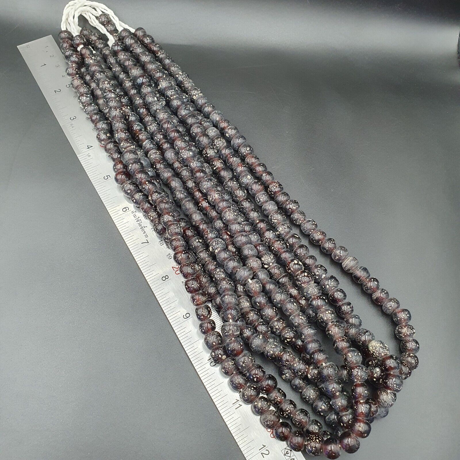 BEAUTIFUL OLD Garnet Red GLASS Vintage BEADs 24" Strand 10mm