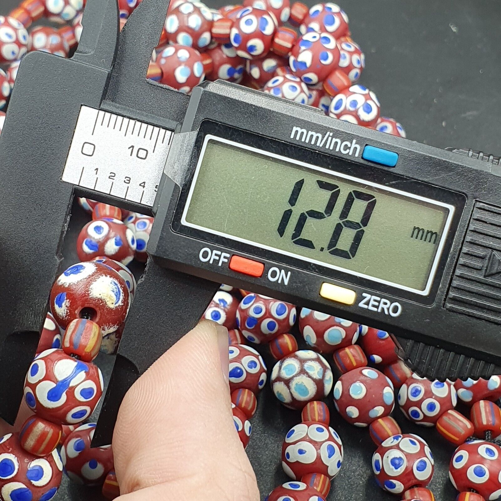 RED Skunk Venetian Style Trade Beads Dotted Eyes Beads AA Collection long strand