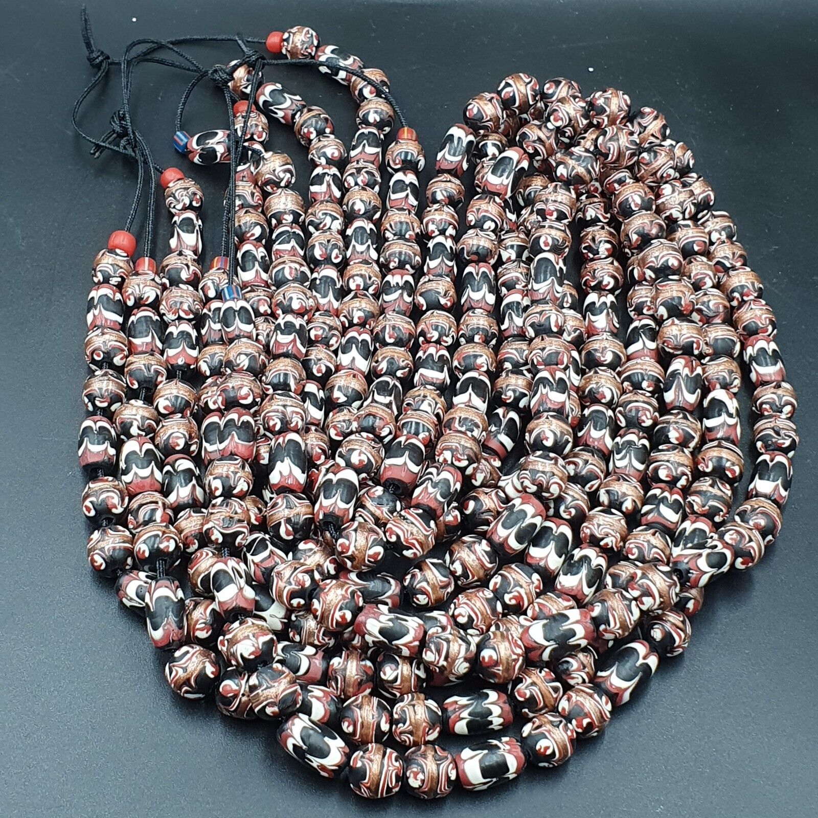 VINTAGE Venerano ART Fancy Beads 17x11-10MM Aventurine GLASS BEADS 24" Necklace