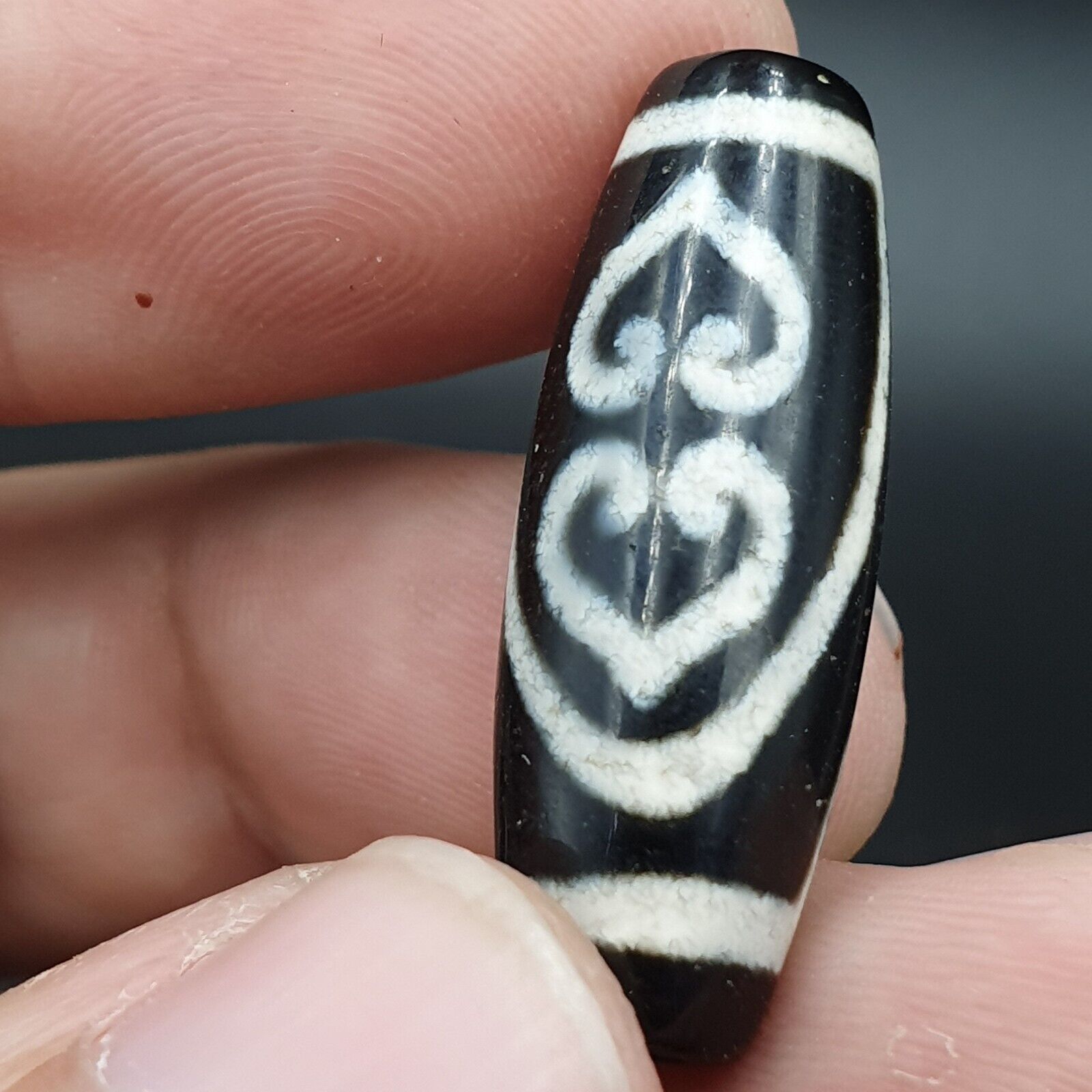 N#341 Himalayan Indo Tibetan rare Patterns Eyes Dzi Amulet Bead Lot 3 Beads