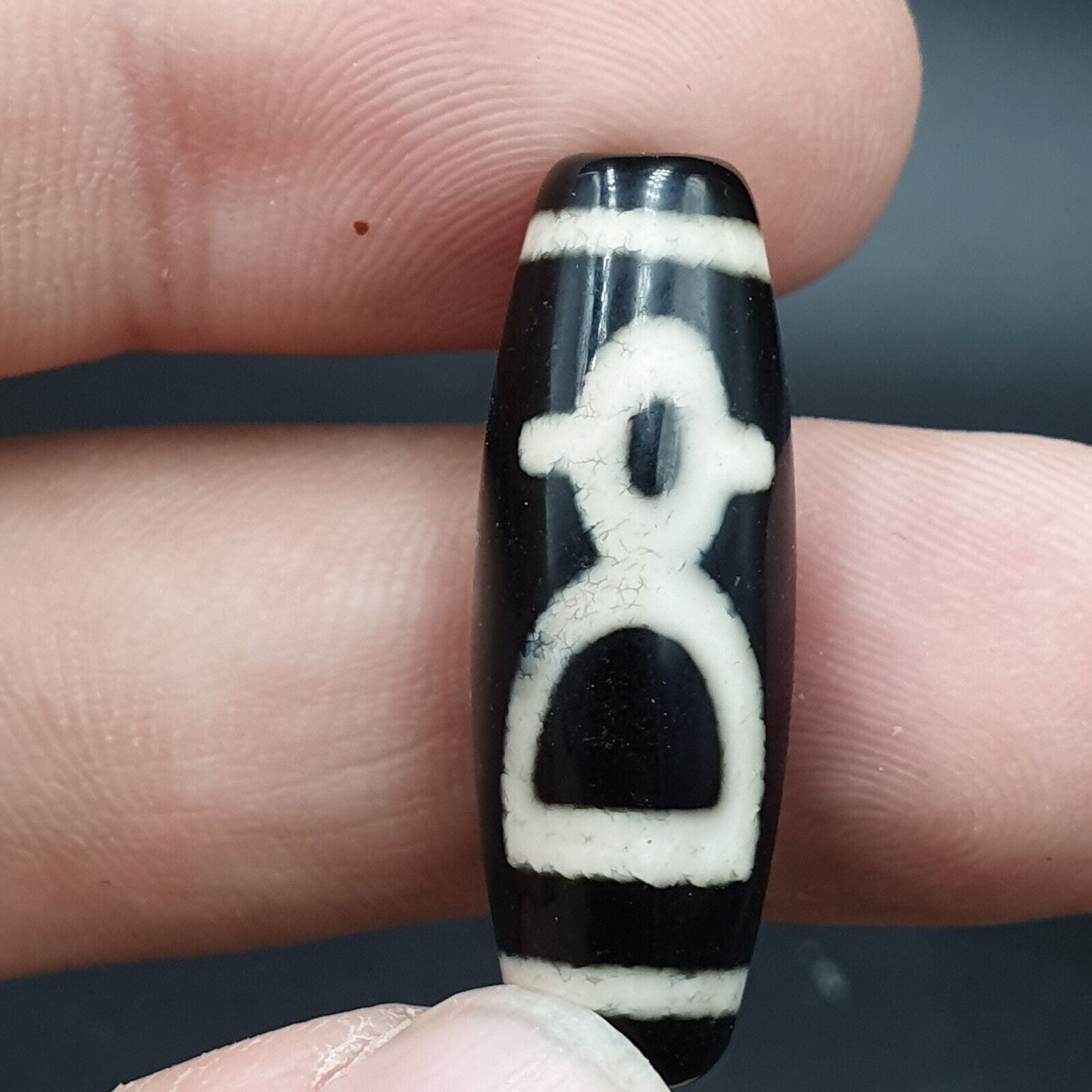 N#341 Himalayan Indo Tibetan rare Patterns Eyes Dzi Amulet Bead Lot 3 Beads