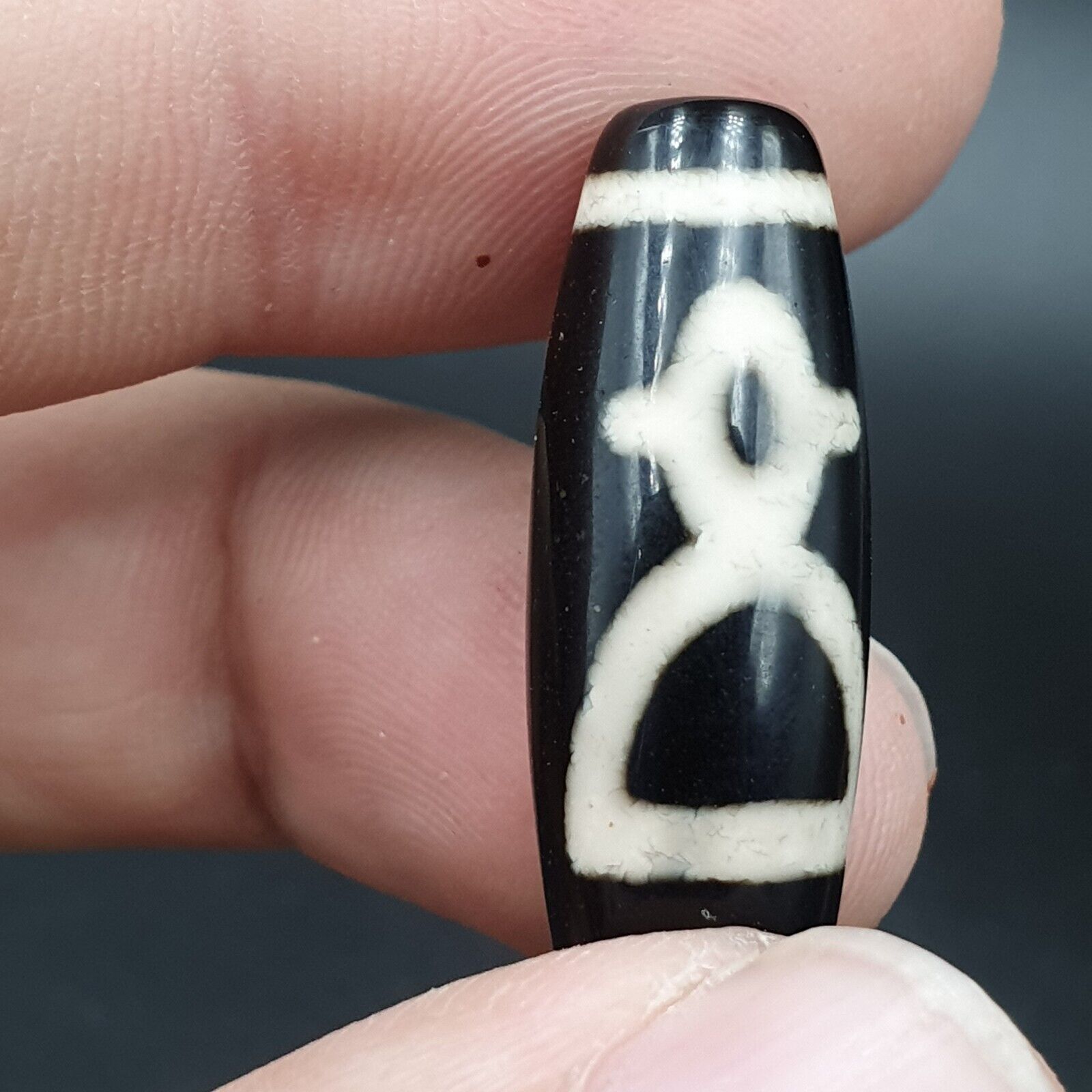 N#341 Himalayan Indo Tibetan rare Patterns Eyes Dzi Amulet Bead Lot 3 Beads