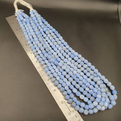 OLD Antique African Style Purple Blue GLASS Vintage BEADs 24" Strand 9-10mm