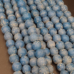 RARE and BEAUTIFUL OLD AFRICAN  Blue GLASS TRADE ANTIQUE BEADs Strand 10-11MM